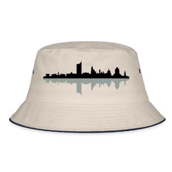 Skyline Leipzig Schatten - Bucket Hat - Natur/Navy - Vorne