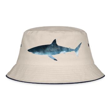 Großer weißer Hai - Bucket Hat - Natur/Navy - Vorne