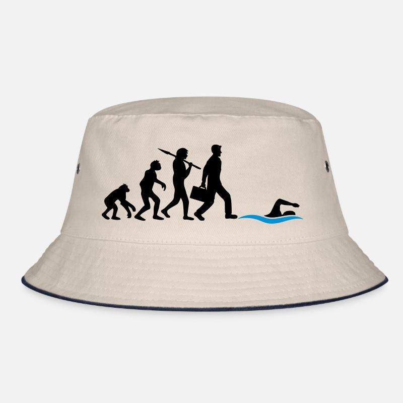 evolution development born to swim logo s Bucket Hat