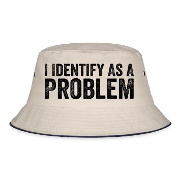 Ich identifiziere mich als Problem - Bucket Hat - Natur/Navy - Vorne