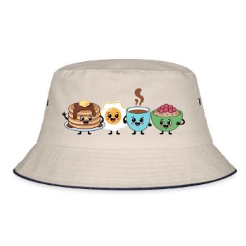 Niedliches Essen & Trinken Frühstücksmuster - Bucket Hat - Natur/Navy - Vorne