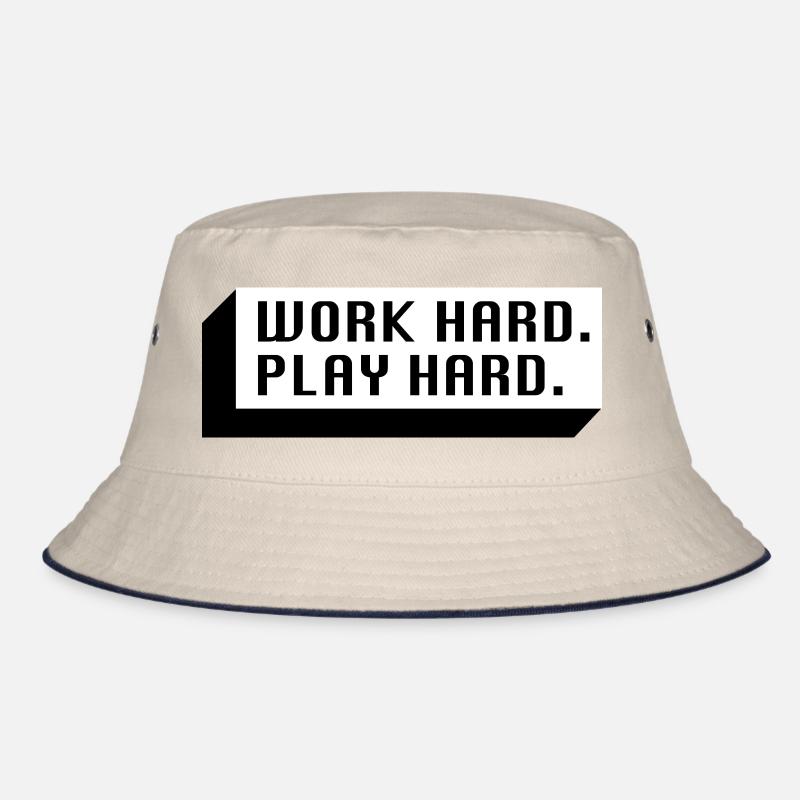 Work Hard. Play Hard. (Schwarz) Bucket Hat