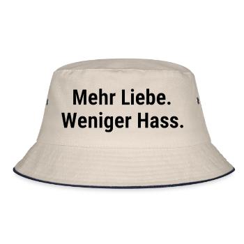 Liebe statt Hass für Menschenrechts Fans Frieden - Bucket Hat - Natur/Navy - Vorne