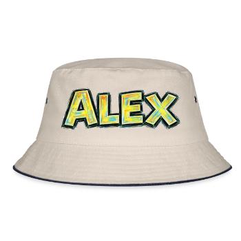 Alex – Handgezeichnete Typografie - Bucket Hat - Natur/Navy - Vorne