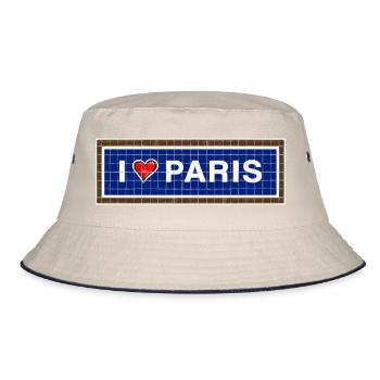Vintage-Retro-Metrostation-Schild ICH LIEBE PARIS - Bucket Hat - Natur/Navy - Vorne