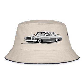 Retro Benz W115, Strichacht - Bucket Hat - Natur/Navy - Vorne