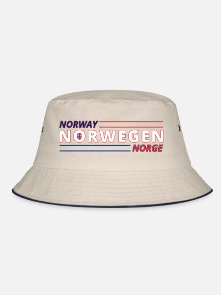 Norwegen Flaggenstil Typografie - Bucket Hat - Natur/Navy