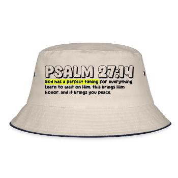 Psalm 27:14 | Bibelzitat - Bucket Hat - Natur/Navy - Vorne