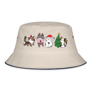 cat in christmas - Bucket Hat - ecru/navy - Front