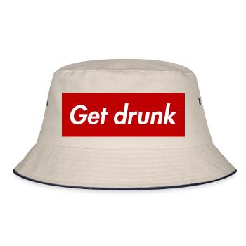 Get drunk - Bucket Hat - Natur/Navy - Vorne