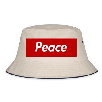 "Peace" - Bucket Hat - Natur/Navy - Vorne