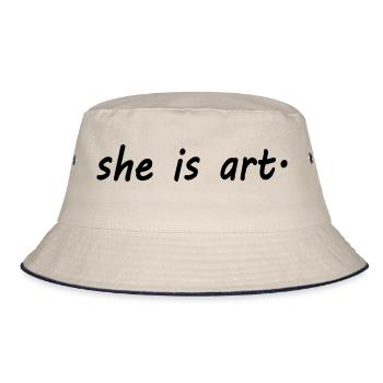 She is art - Bucket Hat - Natur/Navy - Vorne