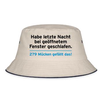 Nacht Schlaf Fenster Mücken Social Media Facebook - Bucket Hat - Natur/Navy - Vorne