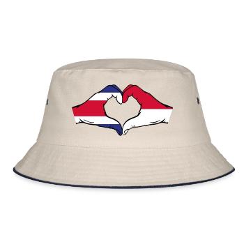 Costa Rica Indonesien Flagge Hände Herzform used - Bucket Hat - Natur/Navy - Vorne