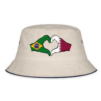 Brésil Qatar drapeau mains forme coeur - Bob - blanc cassé/bleu marine - Devant