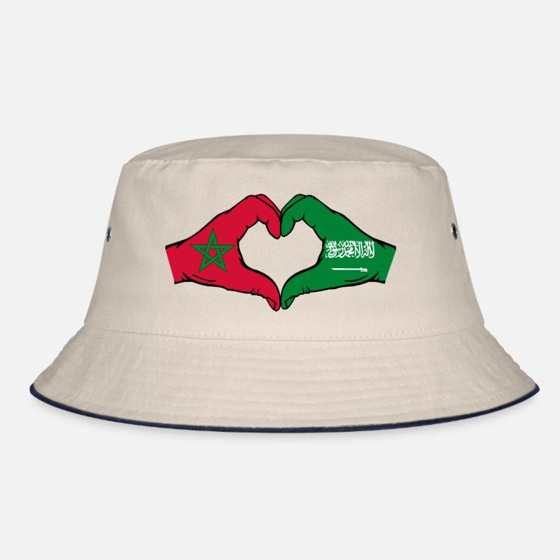 Morocco Saudi Arabia Flag Hands Heart Shape Bucket Hat
