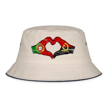 Portugal Angola Flag Hands Heart Shape Used - Bucket Hat - ecru/navy - Front