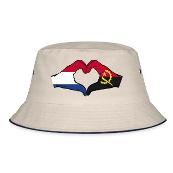 Holland Angola Flag Hands Heart Shape - Bucket Hat - ecru/navy - Front