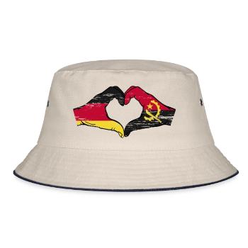 Germany Angola Flag Hands Heart Shape Used - Bucket Hat - ecru/navy - Front