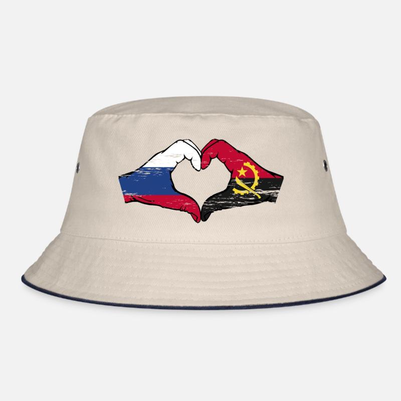 Russie Angola Drapeau Mains Coeur Forme Utilisé Bob