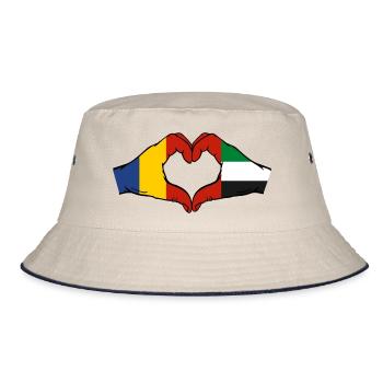 Romania United Arab Emirates Heart - Bucket Hat - ecru/navy - Front