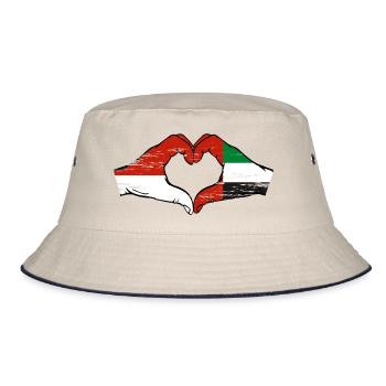 Indonesia United Arab Emirates Heart - Bucket Hat - ecru/navy - Front
