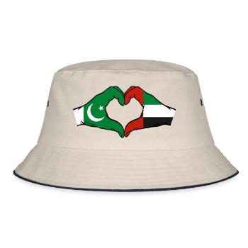 Pakistan United Arab Emirates Heart - Bucket Hat - ecru/navy - Front