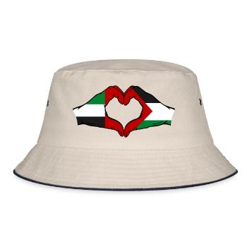 United Arab Emirates Palestine Heart - Bucket Hat - ecru/navy - Front