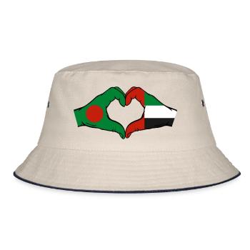 Bangladesh United Arab Emirates Heart - Bucket Hat - ecru/navy - Front