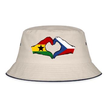 Ghana Tschechien Flagge Hände Herzform - Bucket Hat - Natur/Navy - Vorne