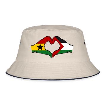 Ghana Palästina Flagge Hände Herzform - Bucket Hat - Natur/Navy - Vorne
