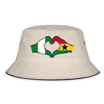 Nigeria Ghana Drapeau Mains Coeur Forme - Bob - blanc cassé/bleu marine - Devant