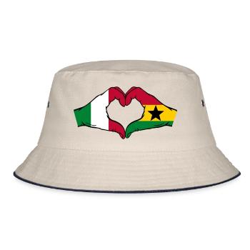 Italie Ghana Drapeau Mains Coeur Forme - Bob - blanc cassé/bleu marine - Devant