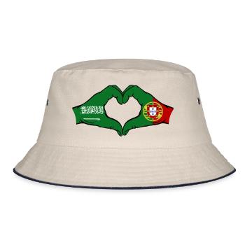 Saudi Arabia Portugal Flag Hands Heart Shape - Bucket Hat - ecru/navy - Front