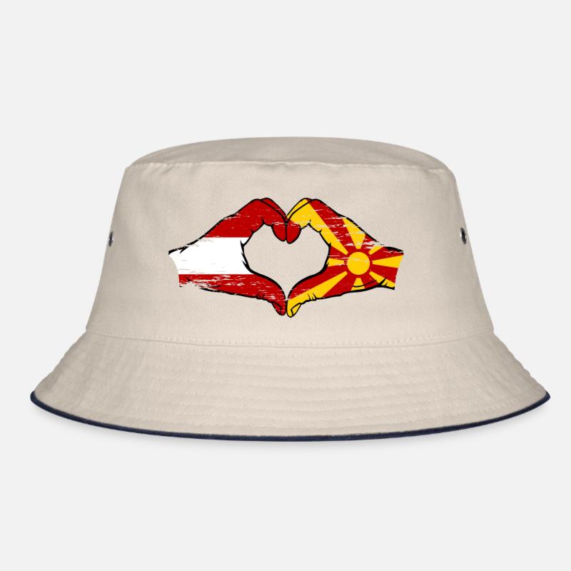 Autriche Macédoine Drapeau Mains Coeur Forme Utilisé Bob