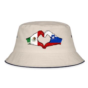 Mexiko Slowenien Flagge Hände Herzform used - Bucket Hat - Natur/Navy - Vorne