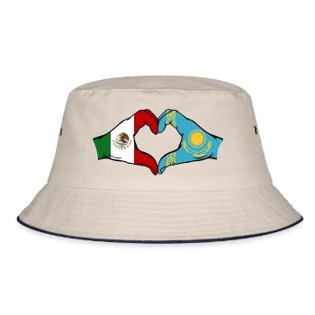 Mexique Kazakhstan Drapeau Mains Coeur Forme - Bob - blanc cassé/bleu marine - Devant