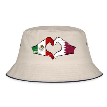 Mexique Qatar drapeau mains forme de coeur utilisé - Bob - blanc cassé/bleu marine - Devant