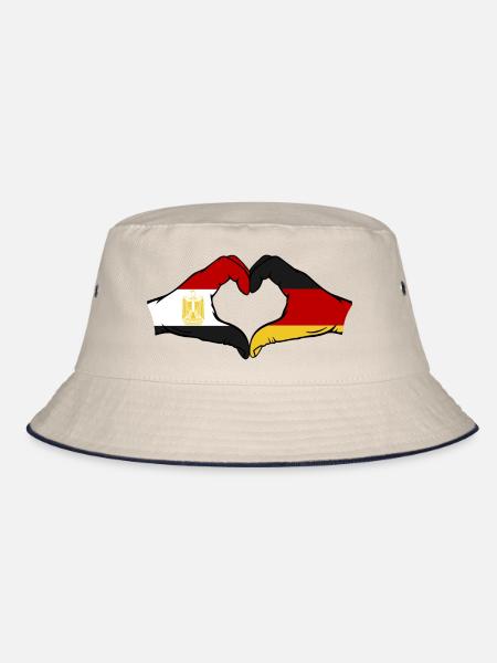 Ägypten Deutschland Flagge Hände Herzform - Bucket Hat - Natur/Navy