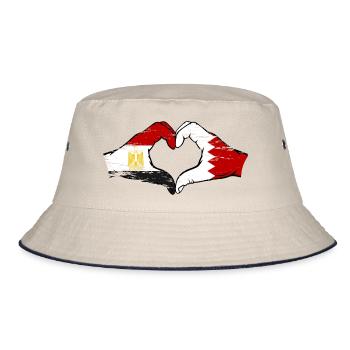 Ägypten Bahrain Flagge Hände Herzform used - Bucket Hat - Natur/Navy - Vorne