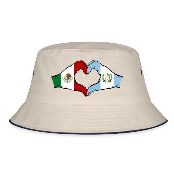 Mexico Guatemala Flag Hands Heart Shape - Bucket Hat - ecru/navy - Front