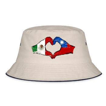 Mexico Taiwan flag hands heart shape used - Bucket Hat - ecru/navy - Front