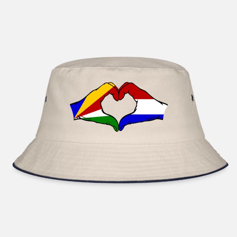 Seychelles Holland Flag Hands Heart Shape Bucket Hat
