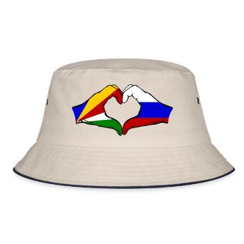 Seychellen Russland Flagge Hände Herzform - Bucket Hat - Natur/Navy - Vorne