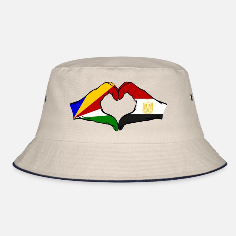 Seychelles Egypt Flag Hands Heart Shape Bucket Hat
