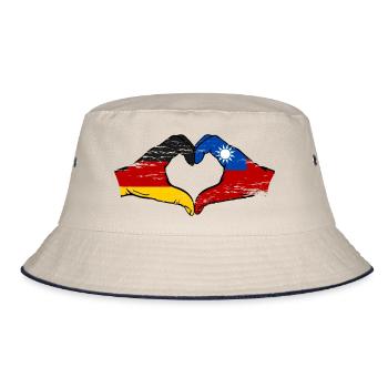 Germany Taiwan Flag Hands Heart Shape Used - Bucket Hat - ecru/navy - Front