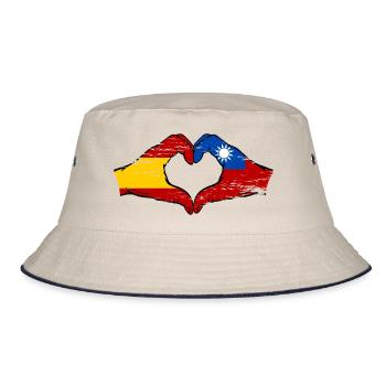 Spain Taiwan Flag Hands Heart Shape Used - Bucket Hat - ecru/navy - Front