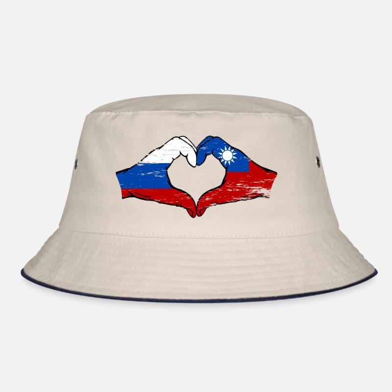Russie Taiwan drapeau mains forme de coeur utilisé Bob