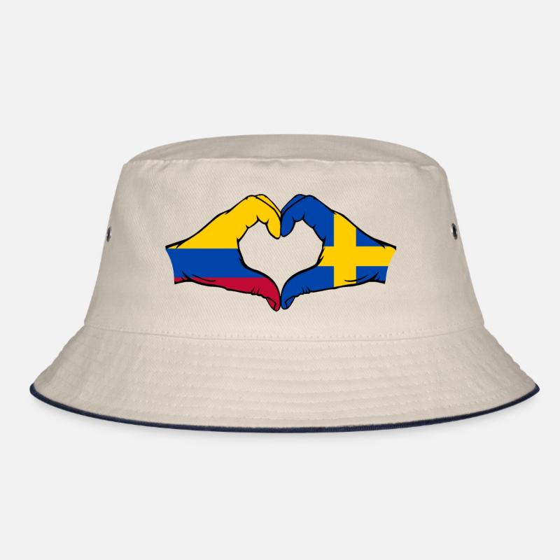 Colombie Suède Drapeau Mains Coeur Forme Bob