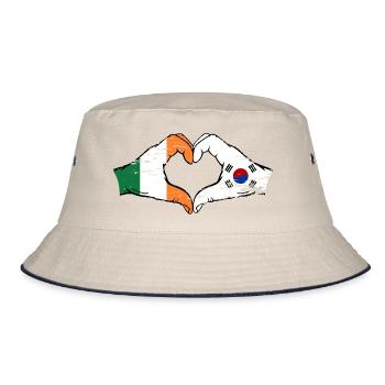 Irlande Corée du Sud Drapeau Mains Coeur Forme Utilisé - Bob - blanc cassé/bleu marine - Devant